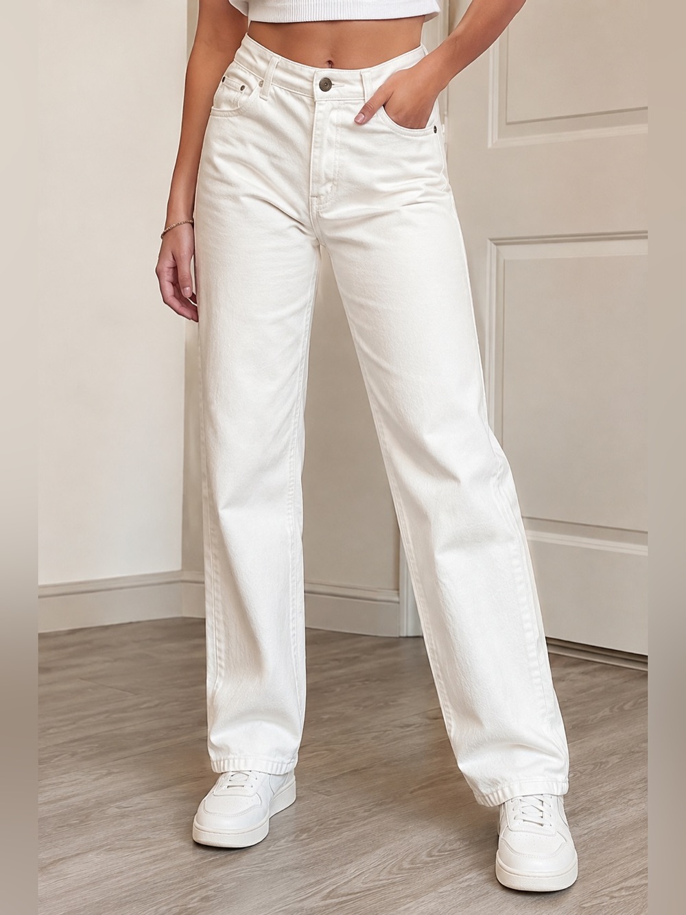 Cotton On Loose Straight Jeans Women’s Size 2 White High Rise 25x30